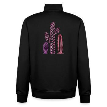 Chemise en cactus colorée – style désertique bohème - Sweat zippé unisexe en coton bio Stanley/Stella - noir - Dos - AI Model Male 185 light (185cm)