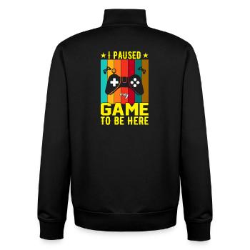 Ich habe das Spiel pausiert, um hier zu sein - Unisex Organic Zip Sweatshirt von Stanley/Stella - Schwarz - Hinten - AI Model Male 185 light (185cm)