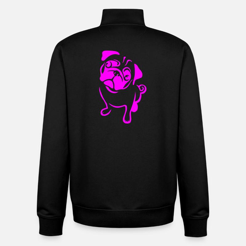 Mops in Pink - Unisex Organic Zip Sweatshirt von Stanley/Stella - Schwarz