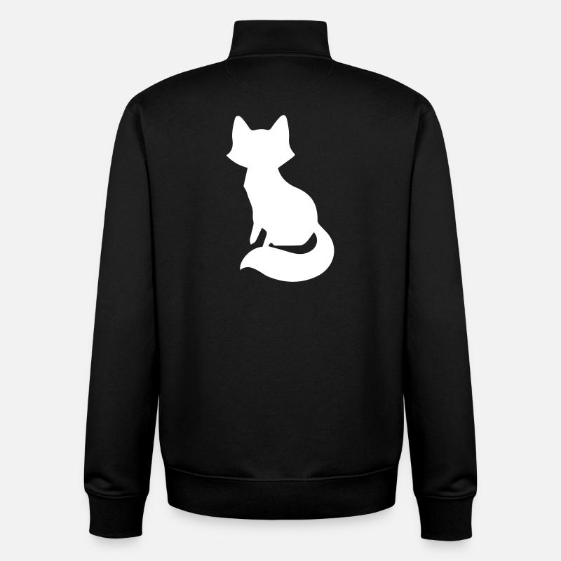Playful Fox Silhouette Design - Unisex Organic Zip Sweatshirt by Stanley/Stella - black