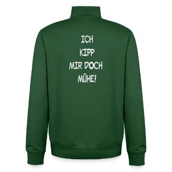 Ich Kipp mir doch Mühe - Unisex Organic Zip Sweatshirt von Stanley/Stella - Flaschengrün - Hinten - AI Model Male 185 dark (185cm)