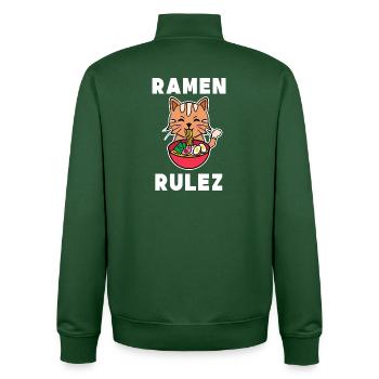 Cosplay Anime Pop Culture Manga Cat Déclaration - Sweat zippé unisexe en coton bio Stanley/Stella - vert bouteille - Dos - AI Model Male 185 dark (185cm)