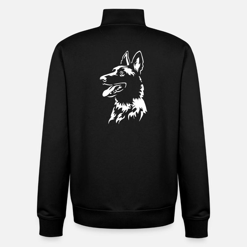 Malinois Head « Black Edition » - Sweat zippé unisexe en coton bio Stanley/Stella - noir