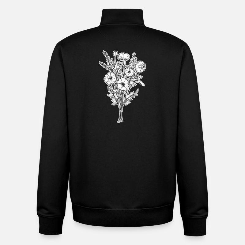 Bouquet Flowers Wildflowers Wedding Gift - Unisex Organic Zip Sweatshirt by Stanley/Stella - black