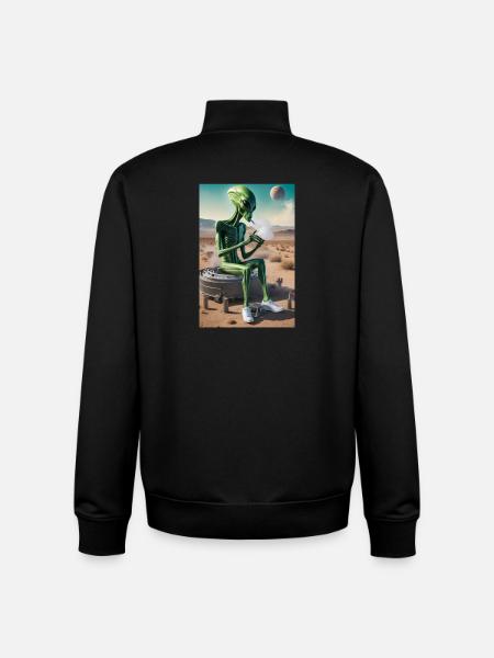 Alien dampft in Wüstensand - Unisex Organic Zip Sweatshirt von Stanley/Stella - Schwarz