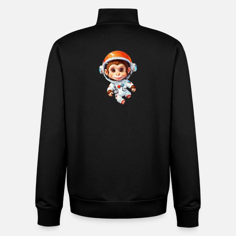 Singe de l’espace - Sweat zippé unisexe en coton bio Stanley/Stella - noir