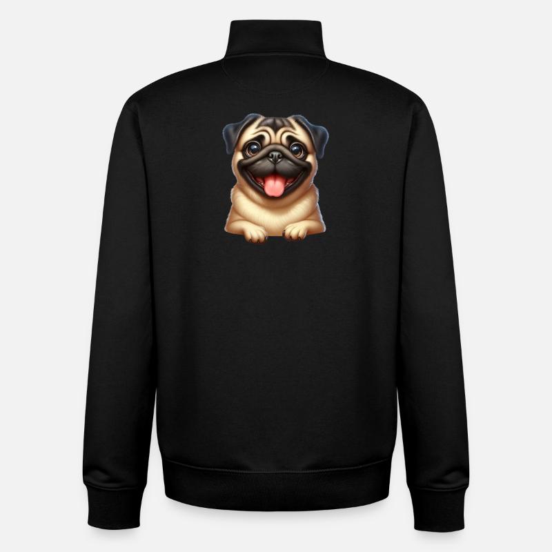 Un carlin heureux - Sweat zippé unisexe en coton bio Stanley/Stella - noir