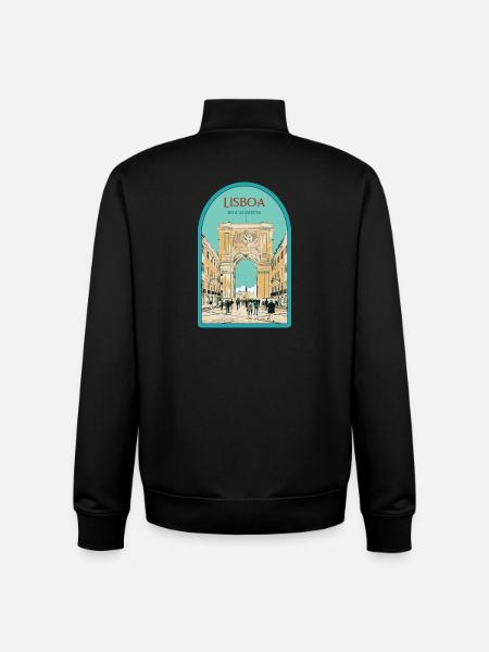 Illustration Arch Augusta Street, Lisbon - Unisex Organic Zip Sweatshirt by Stanley/Stella - black