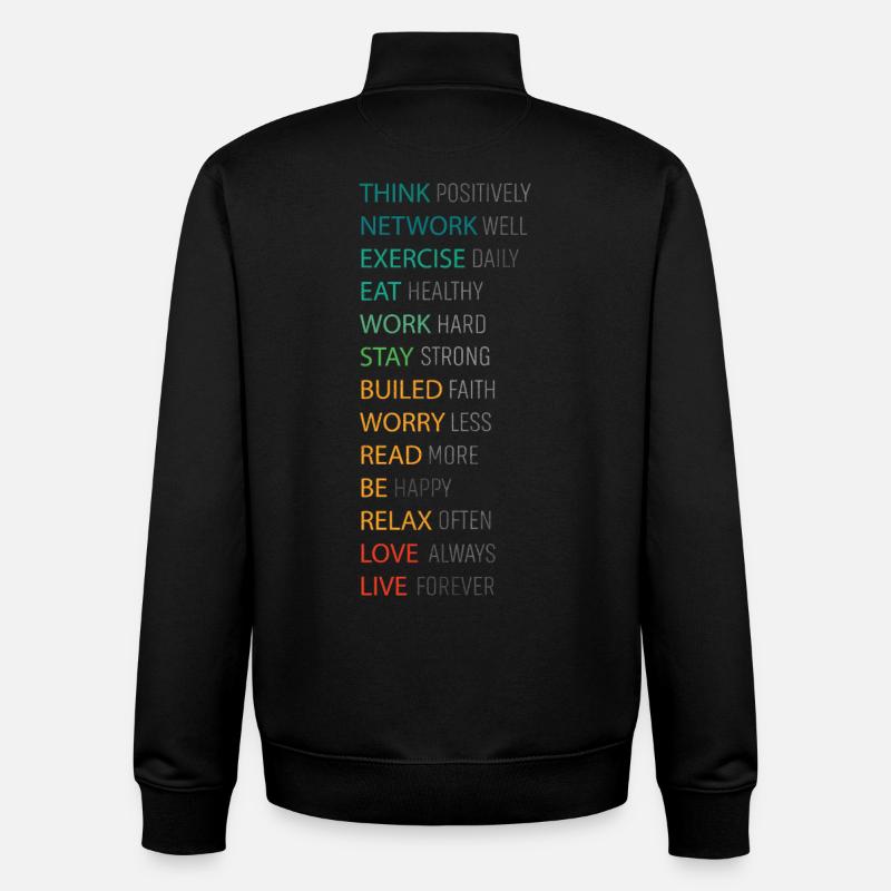 THINK POSITIVE - Unisex Organic Zip Sweatshirt by Stanley/Stella - black