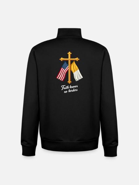 American and Vatican Flag - Unisex Organic Zip Sweatshirt by Stanley/Stella - black