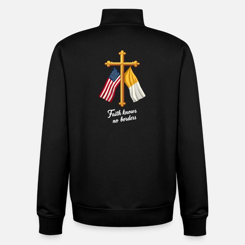Drapeau américain et du Vatican - Sweat zippé unisexe en coton bio Stanley/Stella - noir