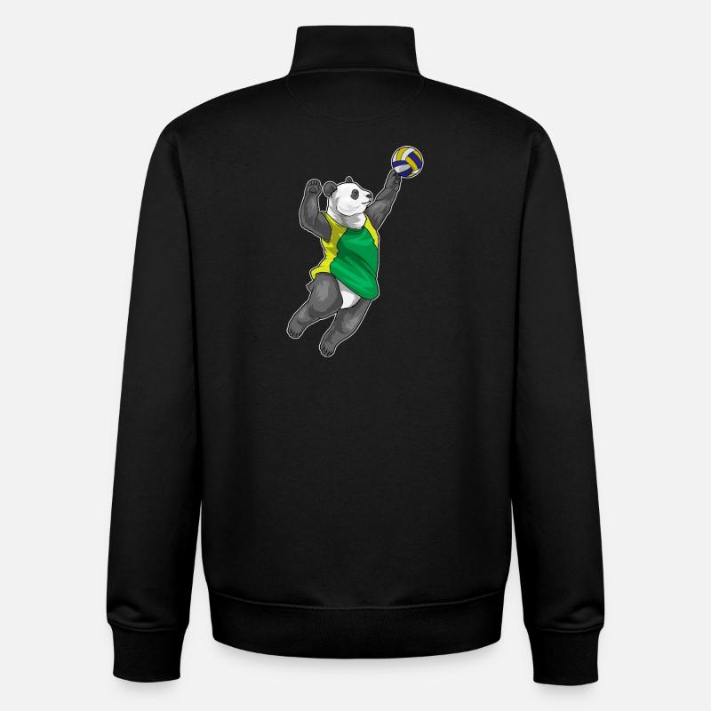 Panda Volleyball Player Volleyball - Unisex Organic Zip Sweatshirt by Stanley/Stella - black