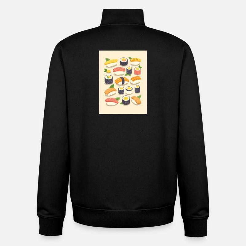 Illustration d’assortiment de sushis vibrants - Sweat zippé unisexe en coton bio Stanley/Stella - noir