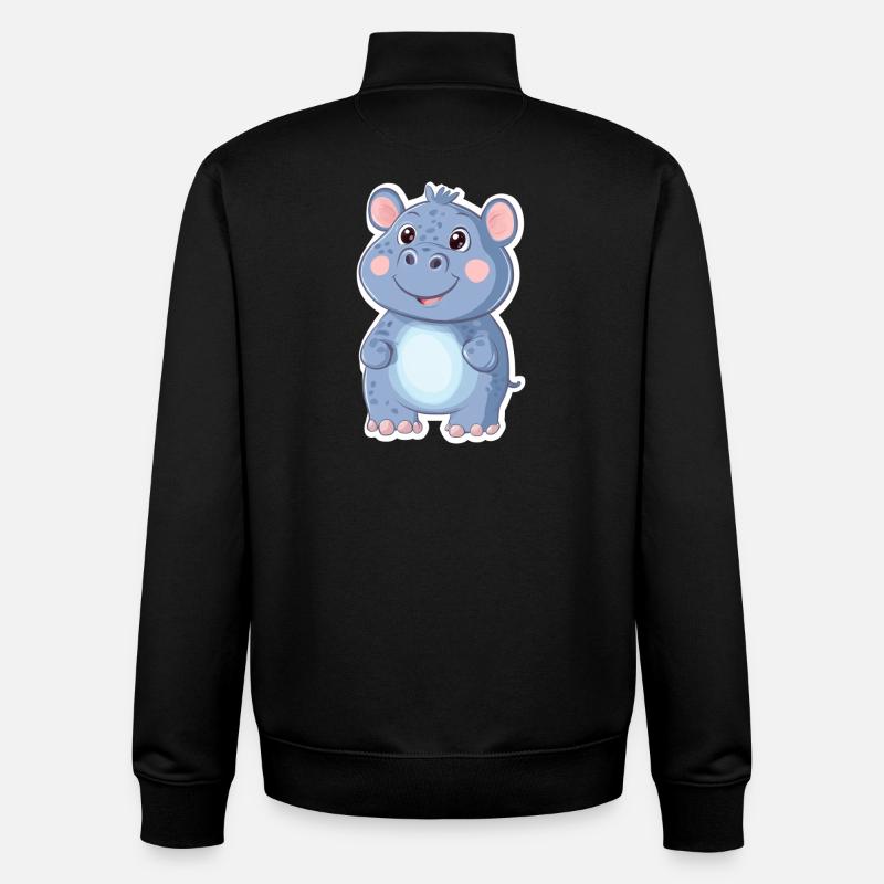 Hippopotame - Sweat zippé unisexe en coton bio Stanley/Stella - noir