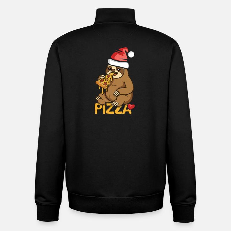 Faultier isst Pizza Weihnachtsdesign - Unisex Organic Zip Sweatshirt von Stanley/Stella - Schwarz