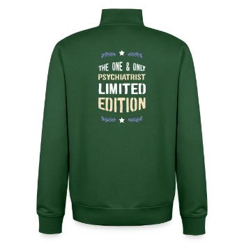 Le seul et unique psychiatre – Édition limitée - Sweat zippé unisexe en coton bio Stanley/Stella - vert bouteille - Dos - AI Model Male 185 dark (185cm)