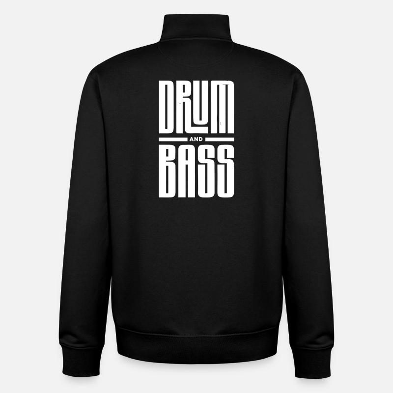 Drum and Bass Typographie audacieuse - Sweat zippé unisexe en coton bio Stanley/Stella - noir