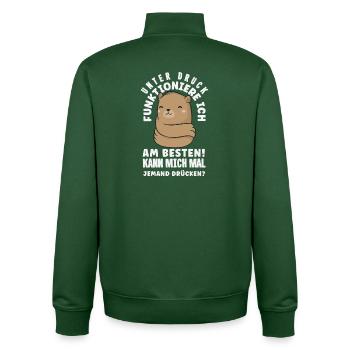 I function best under pressure - Unisex Organic Zip Sweatshirt by Stanley/Stella - bottle green - Back - AI Model Male 185 dark (185cm)