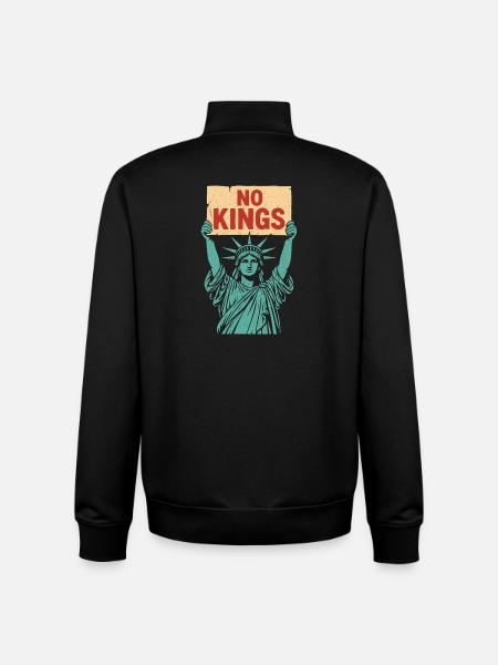No Kings Patriotic Anti-Monarchy Liberty USA - Unisex Organic Zip Sweatshirt by Stanley/Stella - black
