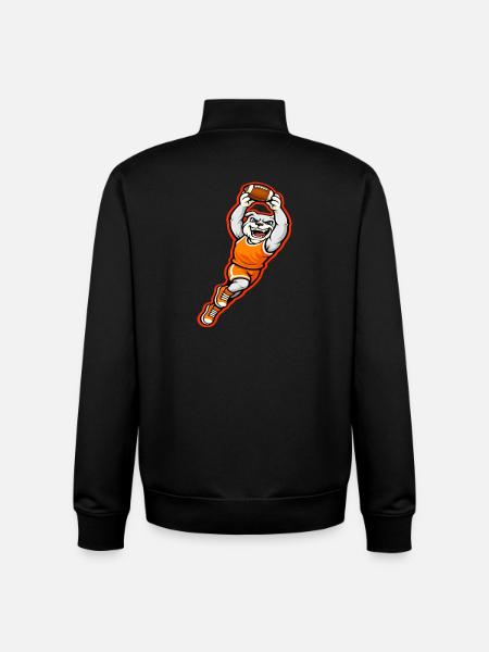 Bulldog Football Touchdown-Maskottchen - Unisex Organic Zip Sweatshirt von Stanley/Stella - Schwarz