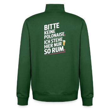 Carnaval, s’il vous plaît, pas de polonaise, juste à rester là - Sweat zippé unisexe en coton bio Stanley/Stella - vert bouteille - Dos - AI Model Male 185 dark (185cm)