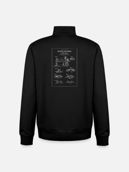 Blueprint Sewing machine Patent - Unisex Organic Zip Sweatshirt by Stanley/Stella - black