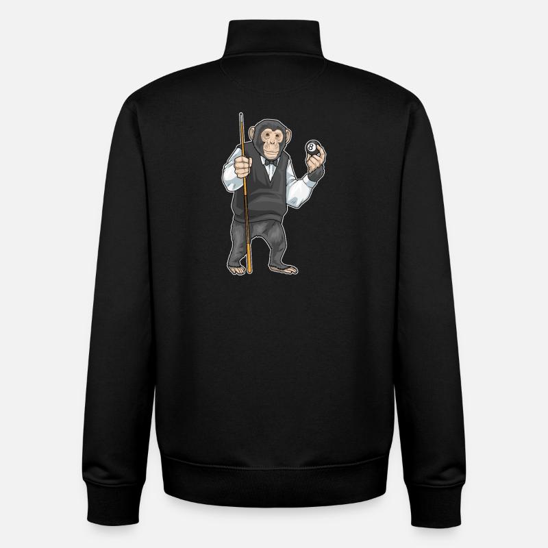 Monkey Billiard Cue Sport - Unisex Organic Zip Sweatshirt by Stanley/Stella - black