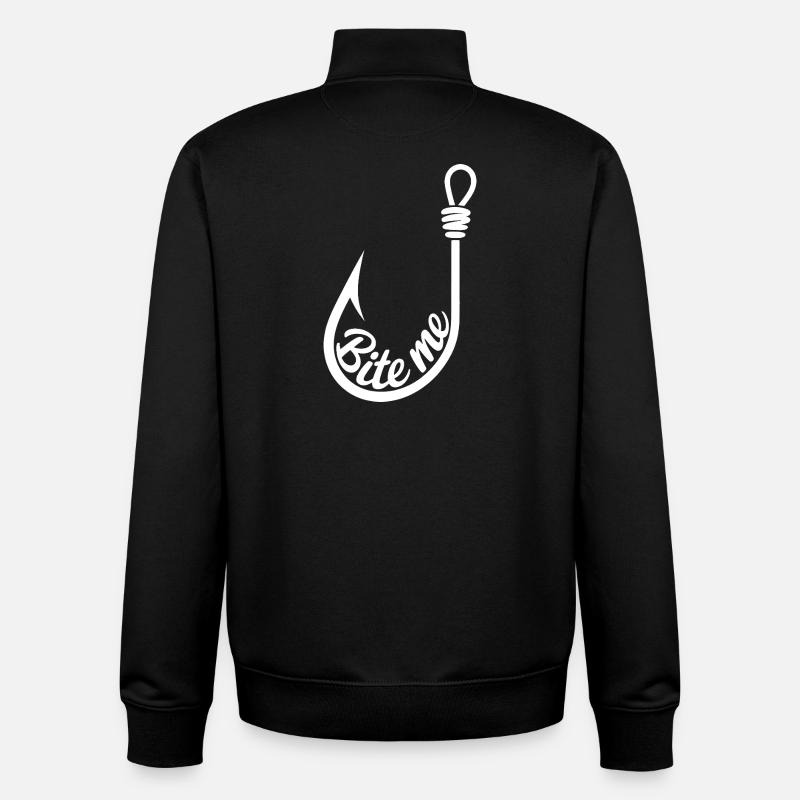 Bite Me Lure Hook Design - Unisex Organic Zip Sweatshirt by Stanley/Stella - black