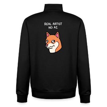 Echter Künstler Keine KI – Lustiger Dussel Shiba-Hund - Unisex Organic Zip Sweatshirt von Stanley/Stella - Schwarz - Hinten - AI Model Male 185 light (185cm)
