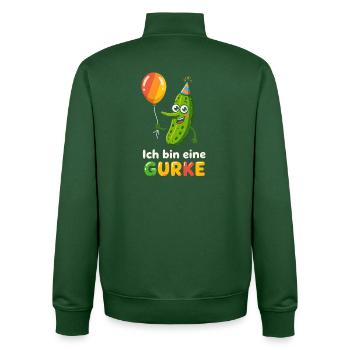 Costume de concombre Légumes Drôle Vegan Carnaval - Sweat zippé unisexe en coton bio Stanley/Stella - vert bouteille - Dos - AI Model Male 185 dark (185cm)