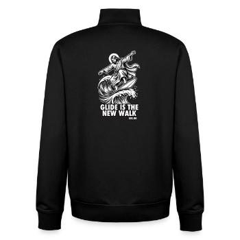 Surfing Jesus - Glide Is The New Walk - Surf Meme - Unisex Organic Zip Sweatshirt by Stanley/Stella - black - Back - AI Model Male 185 light (185cm)