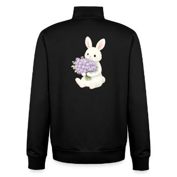 Bunny with lilac illustration - Unisex Organic Zip Sweatshirt by Stanley/Stella - black - Back - AI Model Male 185 light (185cm)