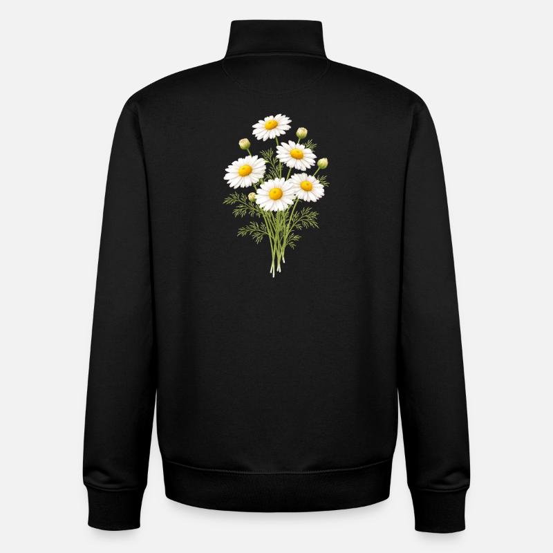 Illustration de fleurs de camomille - Sweat zippé unisexe en coton bio Stanley/Stella - noir