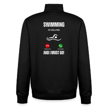 Schwimmen ruft und ich muss gehen - Unisex Organic Zip Sweatshirt von Stanley/Stella - Schwarz - Hinten - AI Model Male 185 light (185cm)