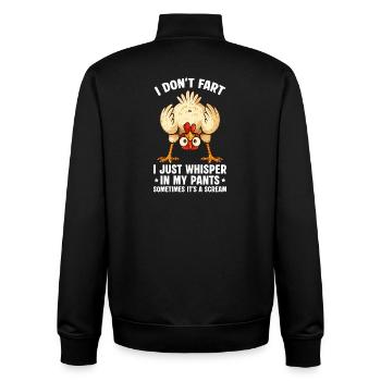 Whisper in My Pants Chicken - Unisex Organic Zip Sweatshirt by Stanley/Stella - black - Back - AI Model Male 185 light (185cm)