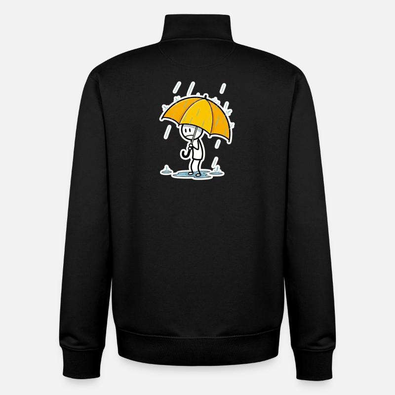 Parapluie jaune sous la pluie – style minimaliste - Sweat zippé unisexe en coton bio Stanley/Stella - noir