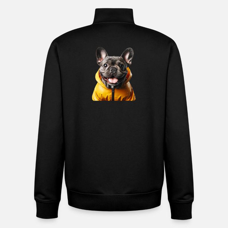 Joyeux bouledogue français en imperméable - Sweat zippé unisexe en coton bio Stanley/Stella - noir
