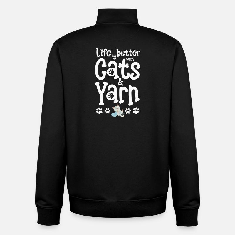 Chat Chats - Sweat zippé unisexe en coton bio Stanley/Stella - noir