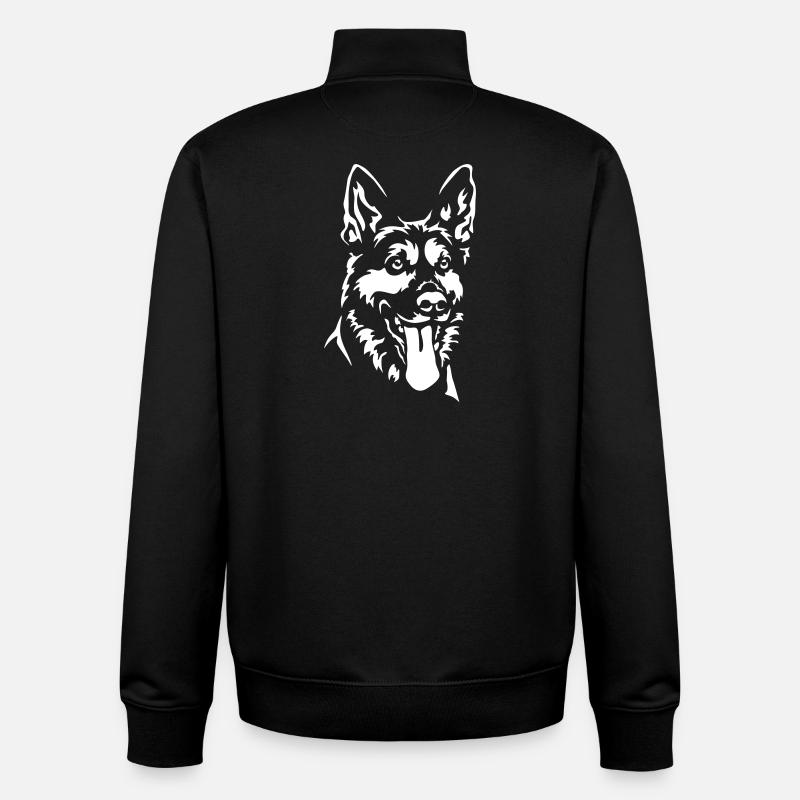 Tête de berger allemand - Sweat zippé unisexe en coton bio Stanley/Stella - noir