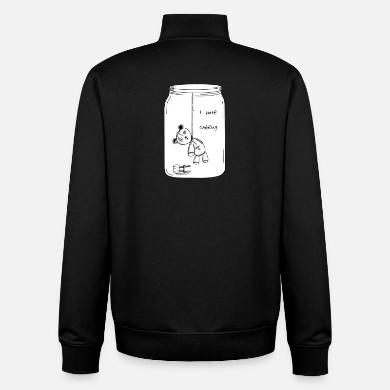 I hate cuddling (BW Version) - Unisex Organic Zip Sweatshirt by Stanley/Stella - black
