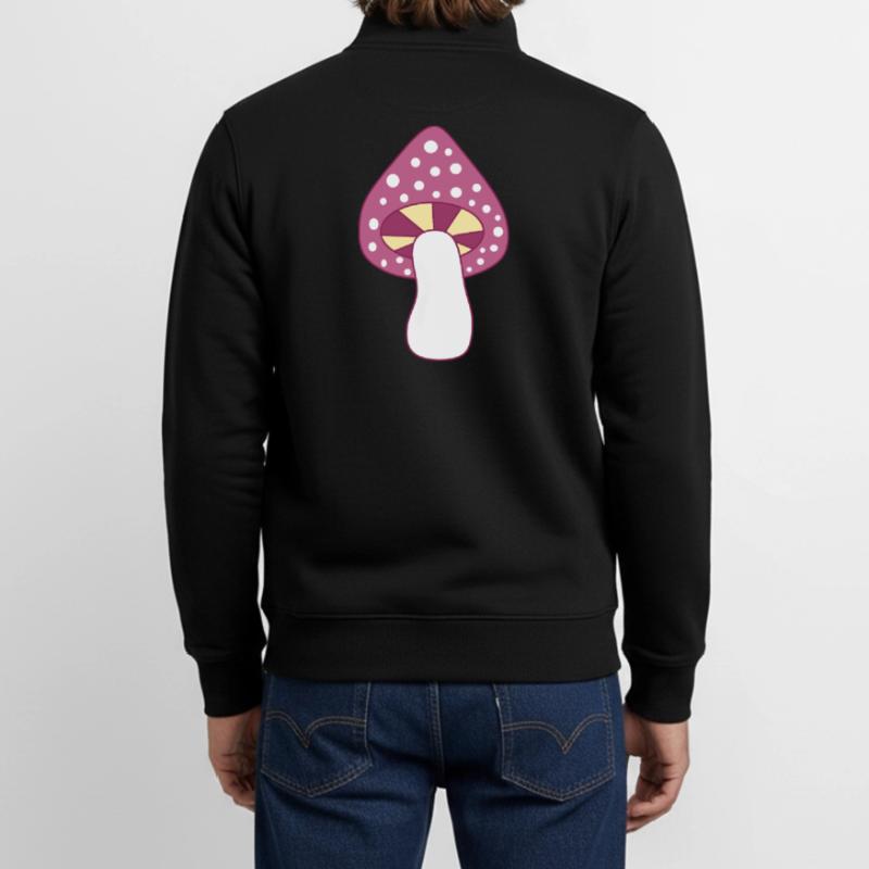 Mushroom fly agaric violet pattern customizable Unisex Organic Zip Sweatshirt by Stanley/Stella