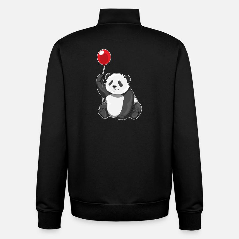 Panda Luftballon - Unisex Organic Zip Sweatshirt von Stanley/Stella - Schwarz