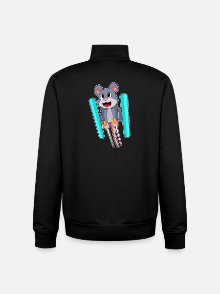 Maus Skispringer Ski Wintersport - Unisex Organic Zip Sweatshirt von Stanley/Stella - Schwarz