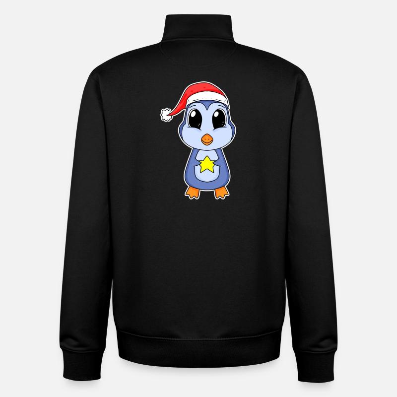 Pingouin Noël - Sweat zippé unisexe en coton bio Stanley/Stella - noir