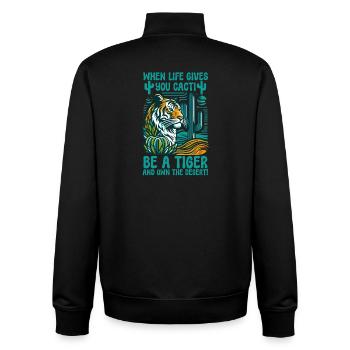 Wenn das Leben dir Kakteen gibt, sei ein Tiger - Unisex Organic Zip Sweatshirt von Stanley/Stella - Schwarz - Hinten - AI Model Male 185 light (185cm)