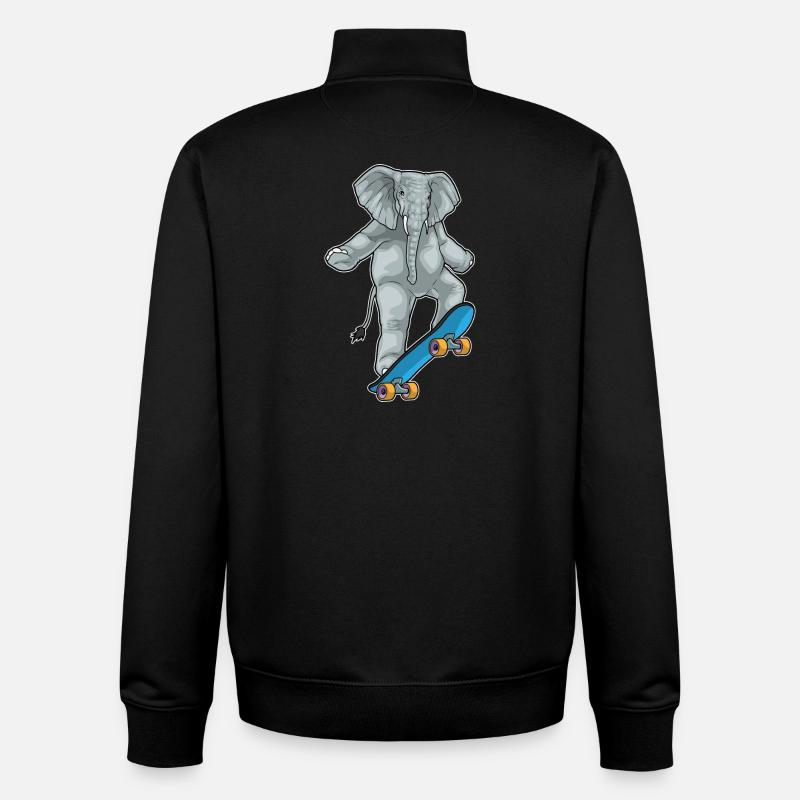 Elephant Skater Skateboard - Sweat zippé unisexe en coton bio Stanley/Stella - noir
