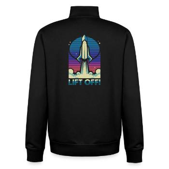 Retro Rocket Launch Illustration - Unisex Organic Zip Sweatshirt by Stanley/Stella - black - Back - AI Model Male 185 light (185cm)