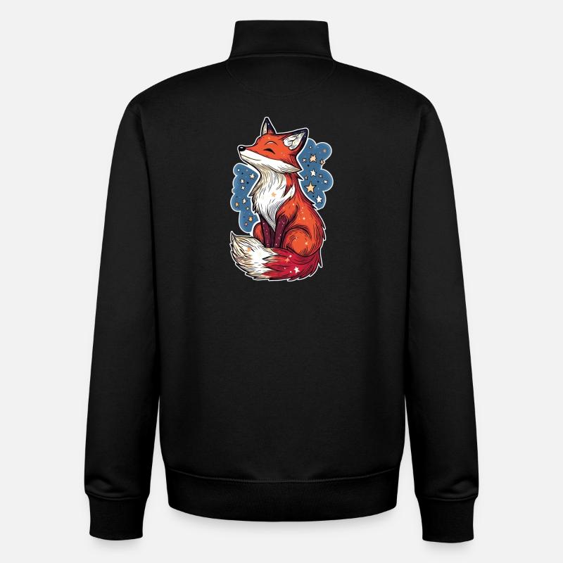 Fuchs und Sternenhimmel - Unisex Organic Zip Sweatshirt von Stanley/Stella - Schwarz