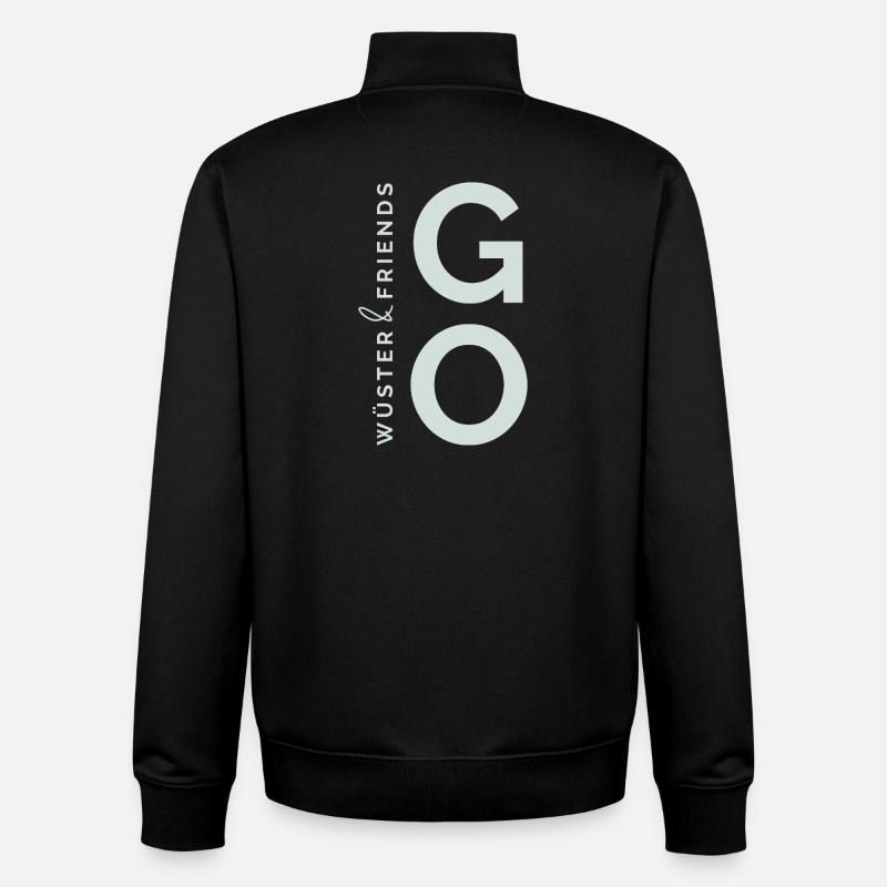 Wüster&Friends GO Logo Vert clair - Sweat zippé unisexe en coton bio Stanley/Stella - noir