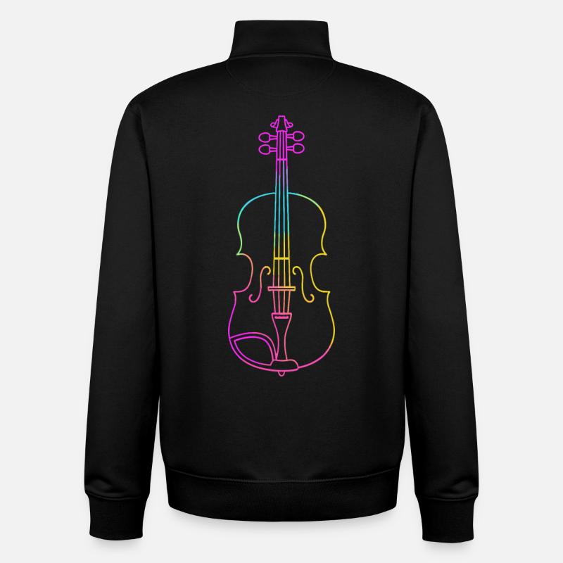 Dessin au trait du violon - Sweat zippé unisexe en coton bio Stanley/Stella - noir